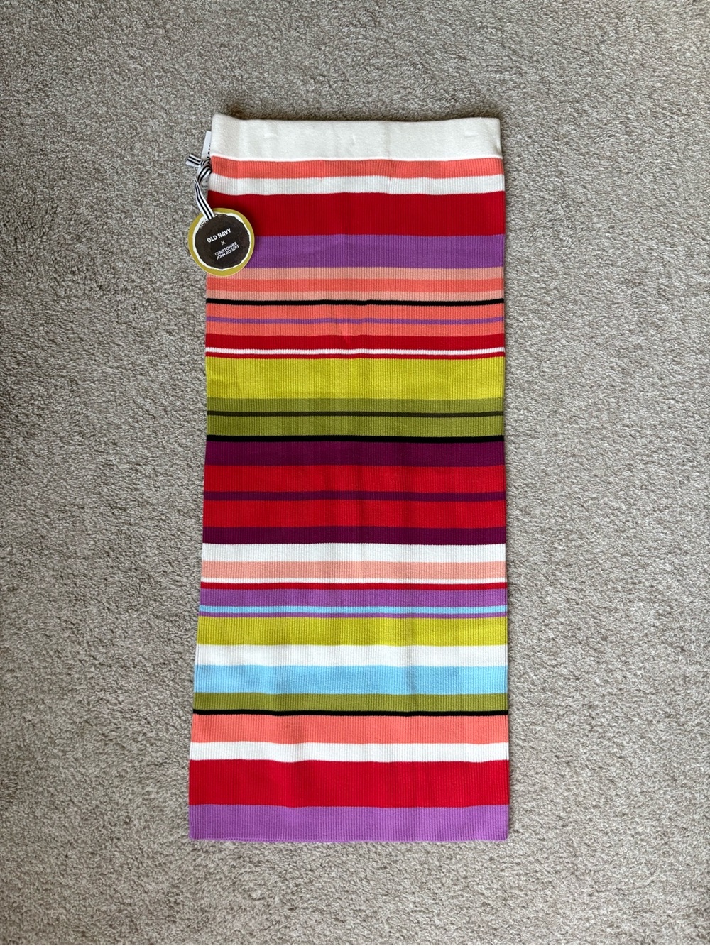 NWT Christopher John Rogers + Old Navy Collab Striped Ribbed Midi Skirt
